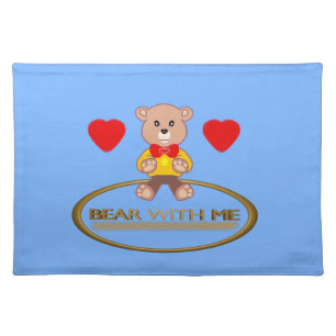 Teddy Bear Blue Cloth Placemat
