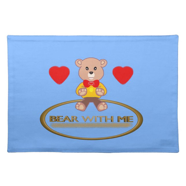 Teddy Bear Blue Cloth Placemat (Front)