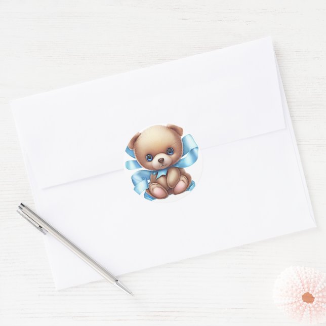 Teddy Bear Blue Envelope Seal Stickers (Envelope)