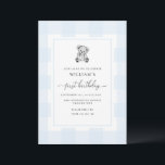 Teddy Bear Blue Gingham 1st Birthday Invitation<br><div class="desc">Celebrate your son's first birthday with this classic gingham boy baby shower invitation. The design features a timeless gingham design and a hand-drawn teddy bear. The script "first birthday" heading is an image that cannot be edited. The heading image can be resized to fit any invitation size. All of the...</div>