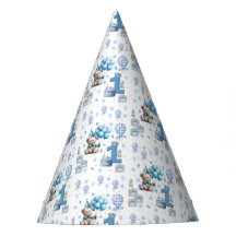 Teddy Bear Blue Happy 1st. Birthday Paper