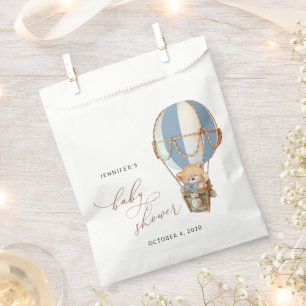 Teddy Bear, Blue Hot Air Balloon, Baby Shower Favor Bag