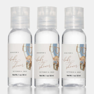 Teddy Bear, Blue Hot Air Balloon, Baby Shower Hand Sanitizer