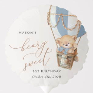 Teddy Bear, Blue Hot Air Balloon, First Birthday Balloon