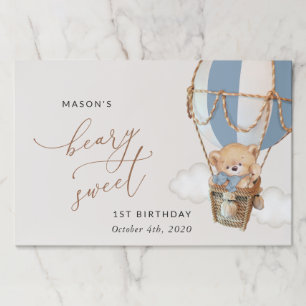 Teddy Bear, Blue Hot Air Balloon, First Birthday Paper Pad