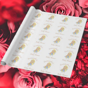 Teddy Bear Blue Moon Baby Shower Wrapping Paper