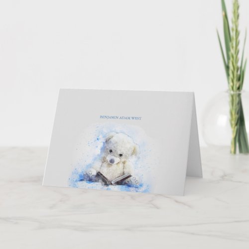 Teddy Bear Blue Photo Thank You Notecard