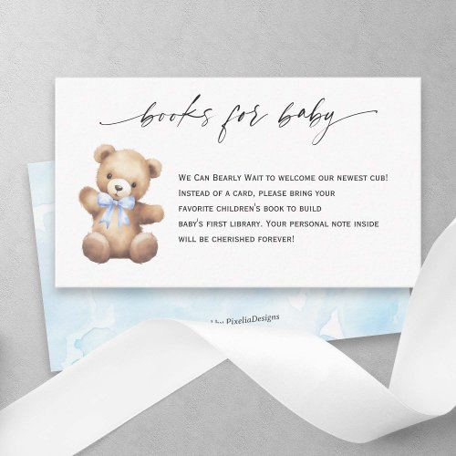 Teddy Bear Blue Ribbon Books for Baby Boy Enclosure Card