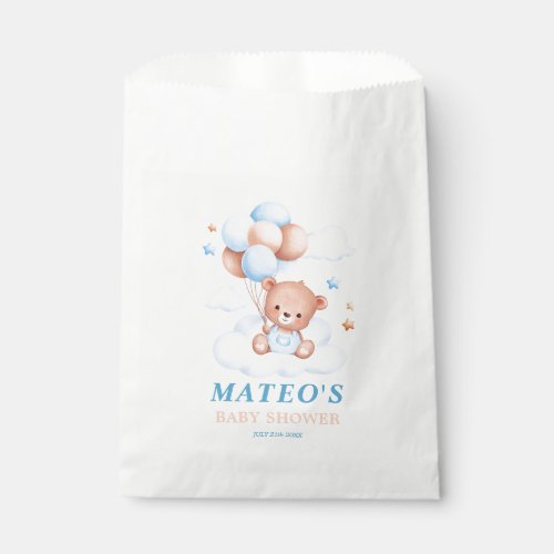 Teddy Bear Blue Tan Balloon Baby Shower Decoration Favor Bag