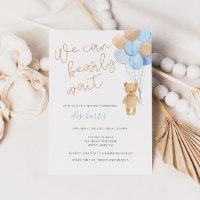 Teddy Bear Blue Tan Balloons Baby Shower