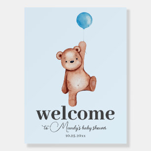 Teddy Bear Blue Welcome Sign Foam Board