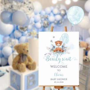 Teddy Bear Blue Welcome Sign Foam Board