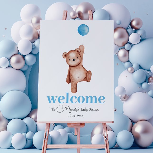 Teddy Bear Blue Welcome Sign Foam Board (Creator Uploaded)