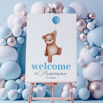 Teddy Bear Blue Welcome Sign Foam Board by Maeville at Zazzle