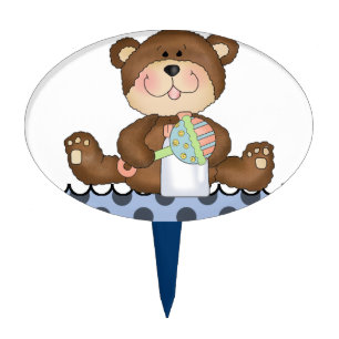 Teddy Bear Blue with Black Boy Cake Topper