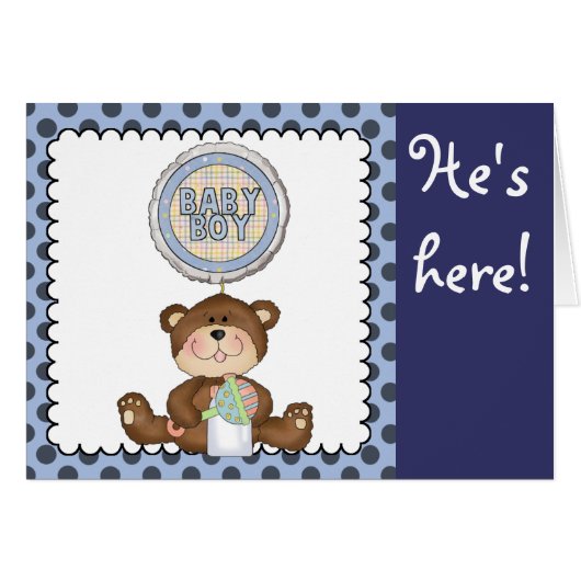 Teddy Bear Blue with Black Boy Cards (Front Horizontal)