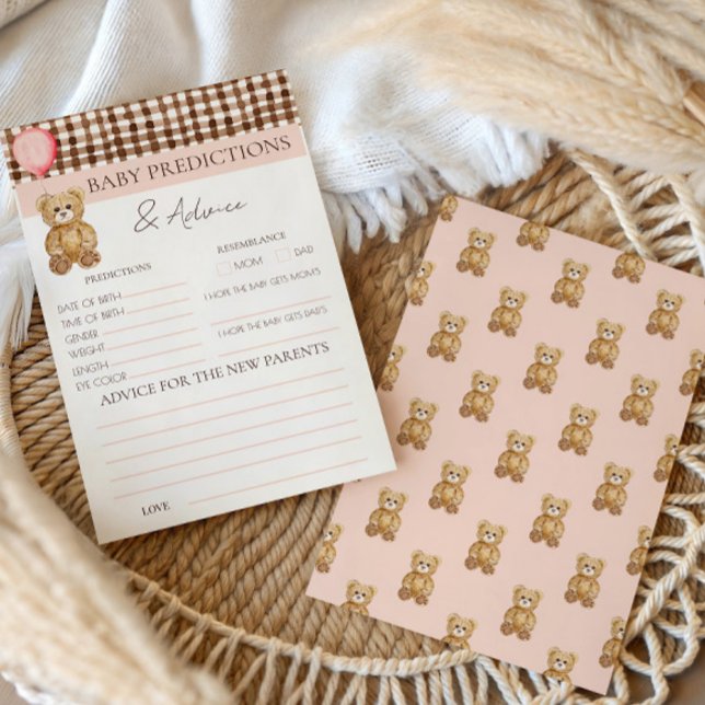 Teddy Bear Blush Pink Baby Shower Prediction Game (Creator Uploaded)