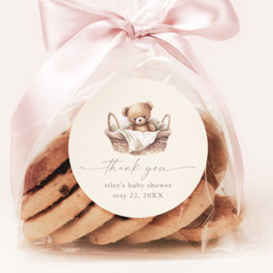 Teddy Bear Boho Baby Shower Thank You Favor Classic Round Sticker