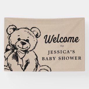 Teddy Bear Boho Baby Shower Welcome Sign 