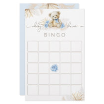 Teddy Bear Boho Blue Boy Baby Shower Bingo Game