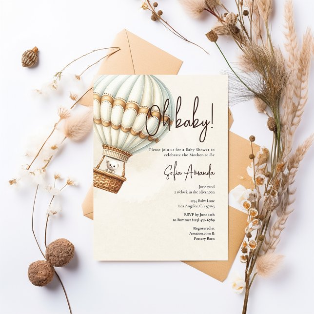Teddy Bear Boho Nursery Baby Shower Invitation (Creator Uploaded)