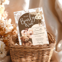 Teddy Bear Boho Pampass Toille Baby Shower