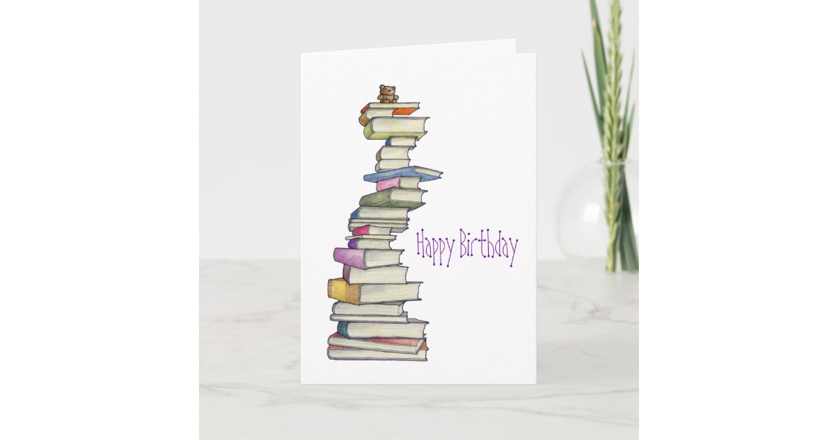 Stack of Books Birthday Card