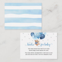 Teddy Bear Books for Baby Baby Shower Enclosure Card