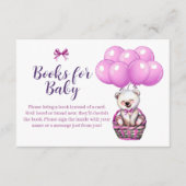 Teddy Bear Books for Baby Pink Baby Shower Enclosure Card (Front)