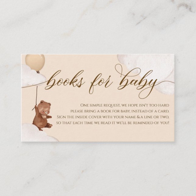 Teddy Bear Books for Baby Shower Request Enclosure Card (Front)