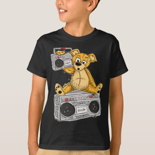 Teddy Bear BoomBox by San Francisco Street Artist  T_Shirt
