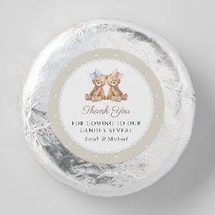 Teddy Bear, Bow, Beige Polka Dots, Gender Reveal Dipped Oreo Cookie Favors