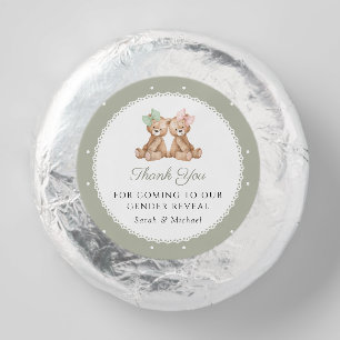 Teddy Bear, Bow, Green Polka Dots, Gender Reveal Dipped Oreo Cookie Favors