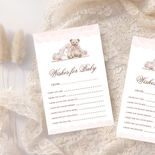 Teddy Bear Bow Wishes For Baby Advice Game Card