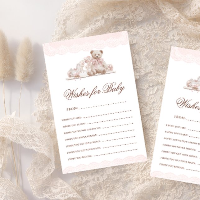 Teddy Bear Bow Wishes For Baby Advice Game Card (Creator Uploaded)