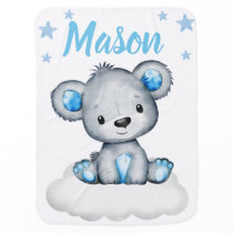 Teddy Bear Boy Baby Blankets Star Blue Name Teddy Bear Boy Baby Blankets Star Blue Name