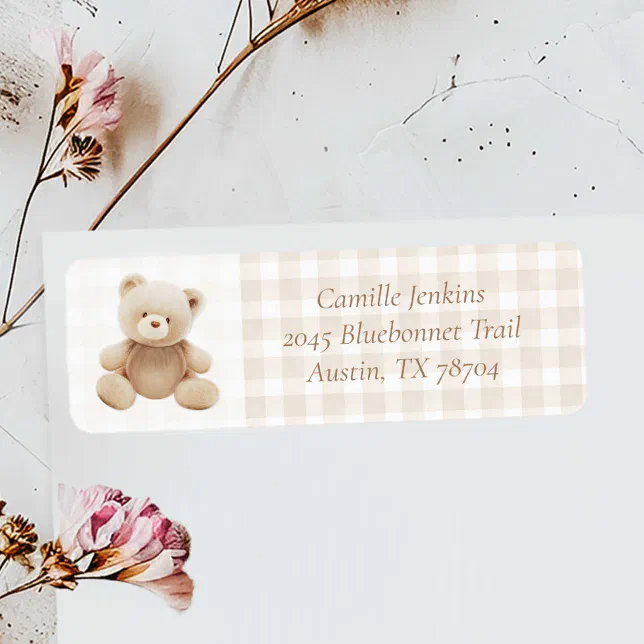 Teddy Bear Boy Baby Shower Address Label | Zazzle