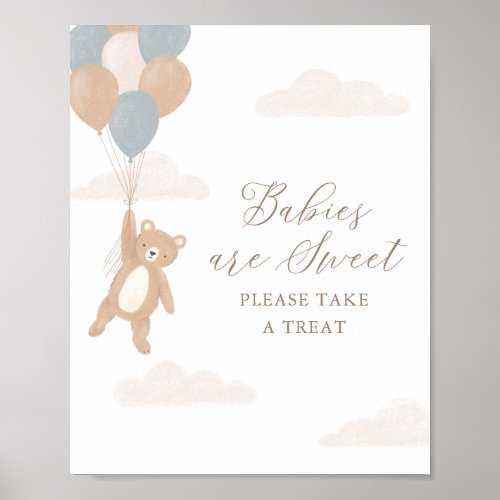 Teddy Bear Boy Baby Shower Babies are Sweet Sign