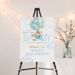 Teddy Bear Boy Baby Shower Blue Foam Board