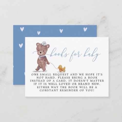 Teddy Bear Boy Baby Shower Book Request Enclosure Card