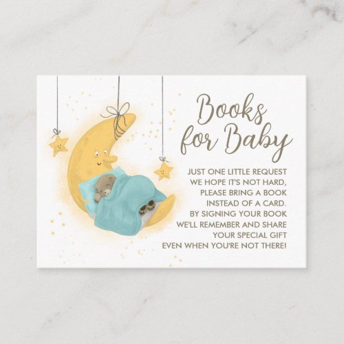Teddy Bear Boy Baby Shower Books Enclosure Card