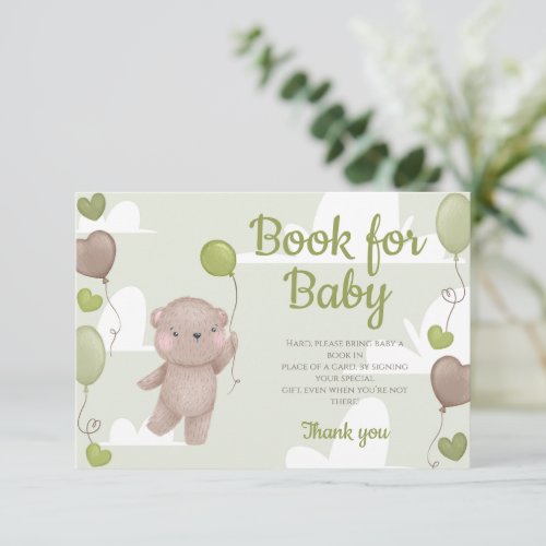 Teddy Bear Boy Baby Shower Books For Baby Card