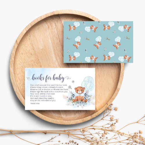 Teddy Bear Boy Baby Shower Books For Baby Enclosure Card