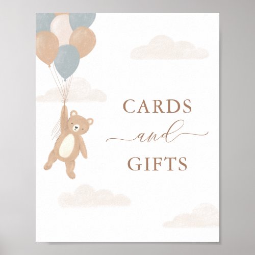 Teddy Bear Boy Baby Shower Cards and Gifts Sign