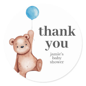 Teddy Bear Boy Baby Shower Classic Round Sticker