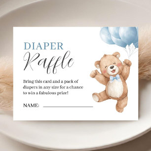 Teddy Bear Boy Baby Shower Diaper Raffle Enclosure Card