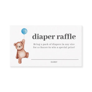 Teddy Bear Boy Baby Shower Diaper Raffle Insert