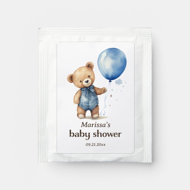 Teddy Bear Boy Baby Shower Drink Mix (Front)