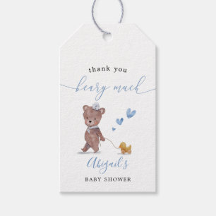 Teddy Bear Boy Baby Shower Favor Gift Tags