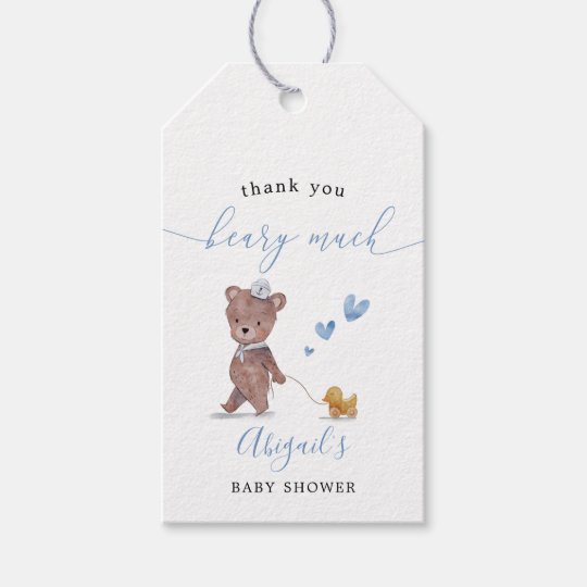 Teddy Bear Boy Baby Shower Favor Gift Tags